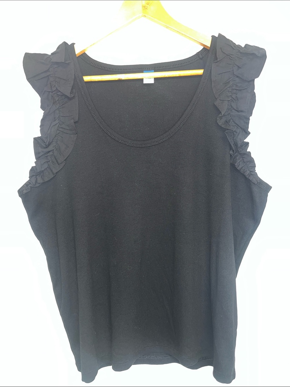Old Navy XXL Women’s Black Ruffle Sleeve Tank Top Stretch #plus #boho